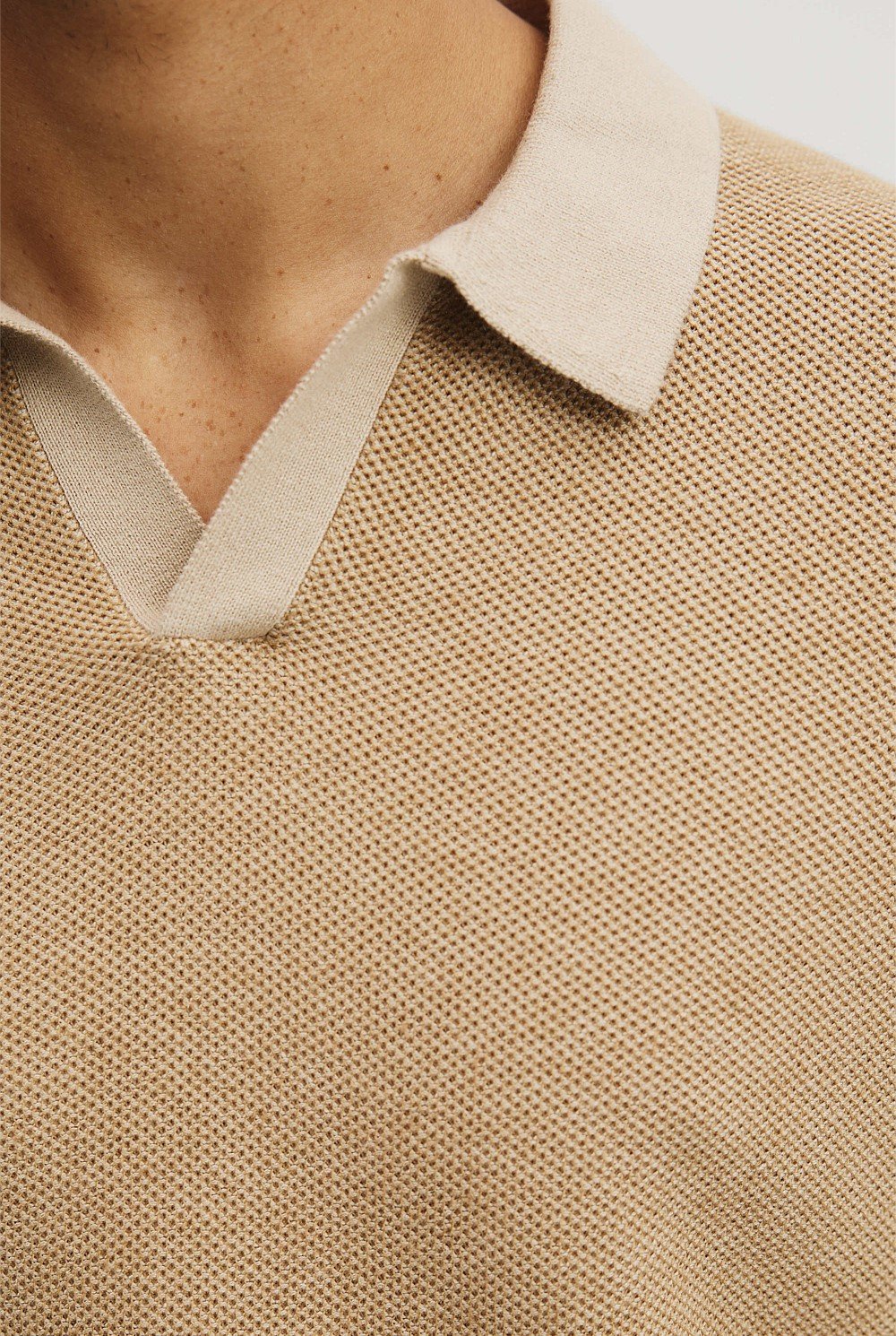 Linen Cotton Honeycomb Knit Polo