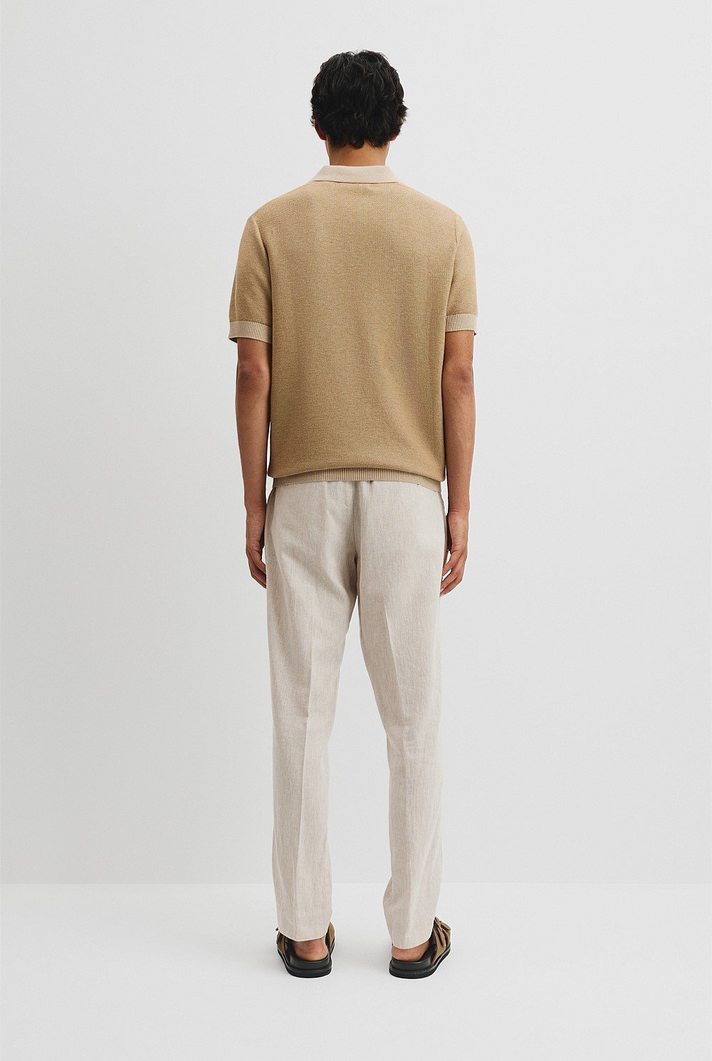 Linen Cotton Honeycomb Knit Polo