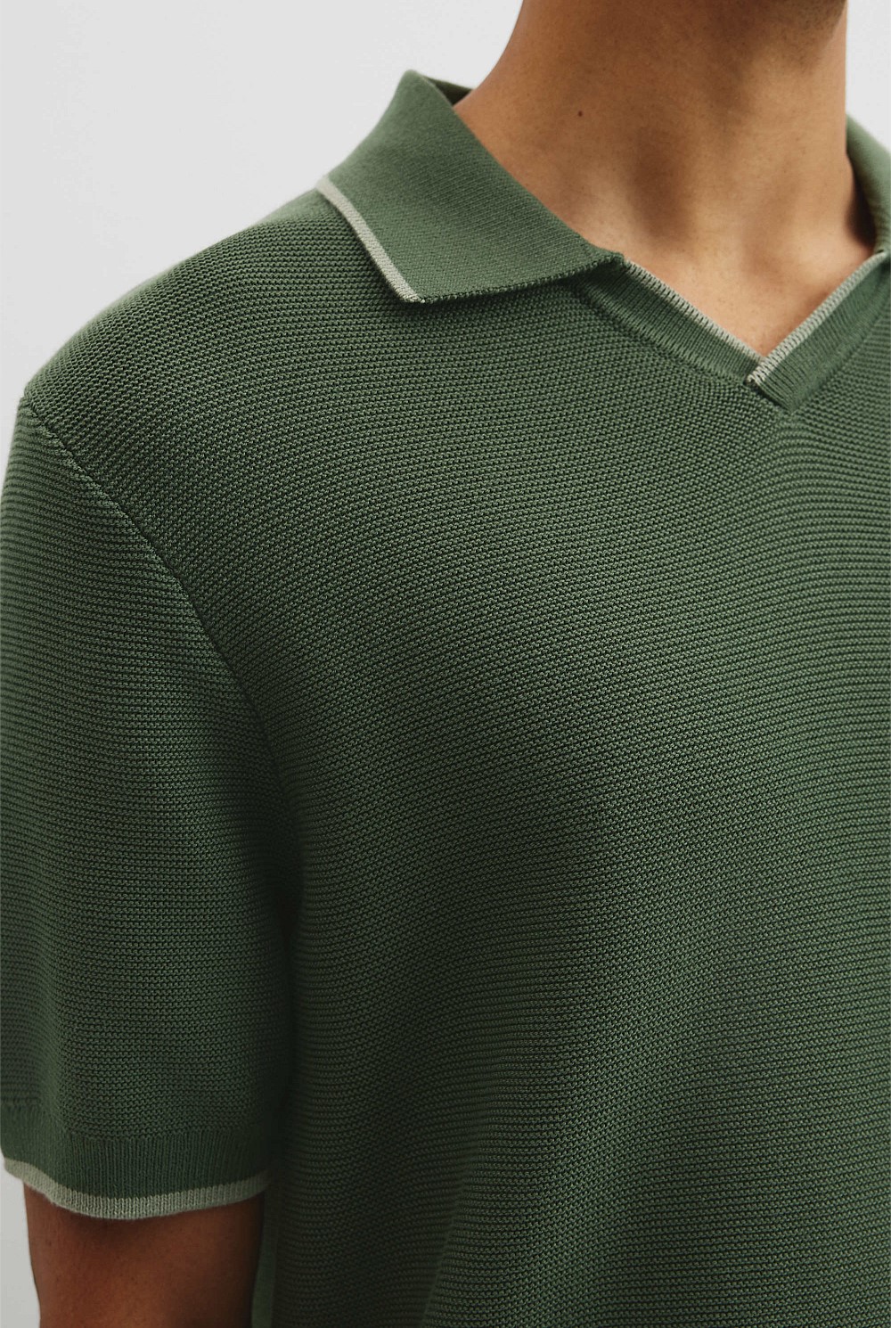 Australian Cotton V-Neck Knit Polo