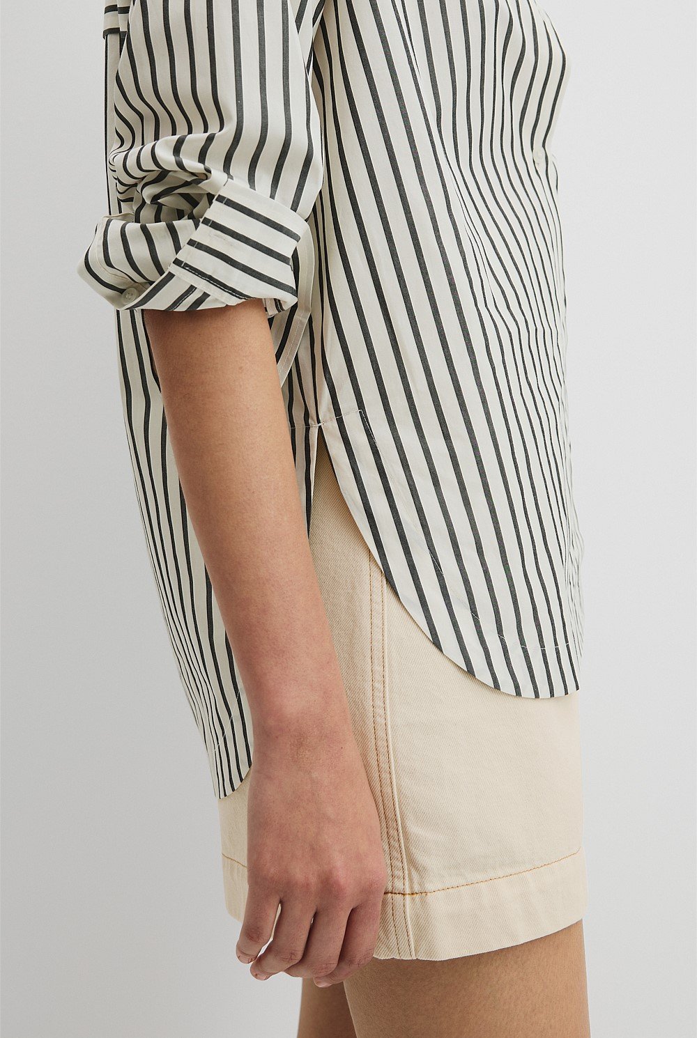 Organically Grown Cotton Stripe Poplin Shirt