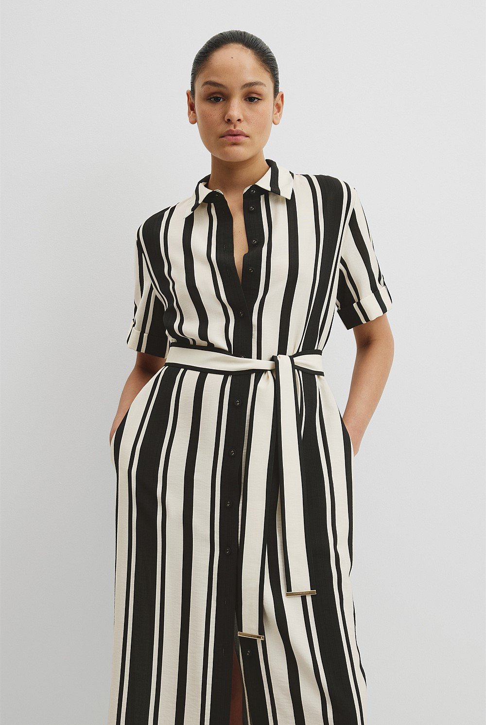 Stripe Midi Shirt Dress