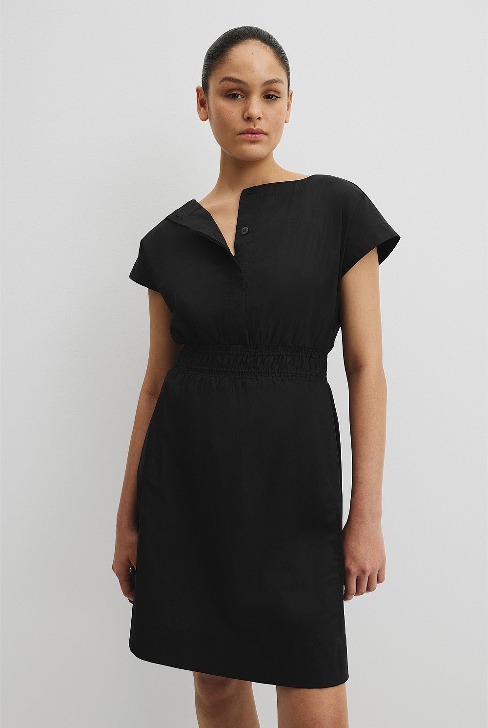 Australian Cotton Shirred Waist Mini Dress