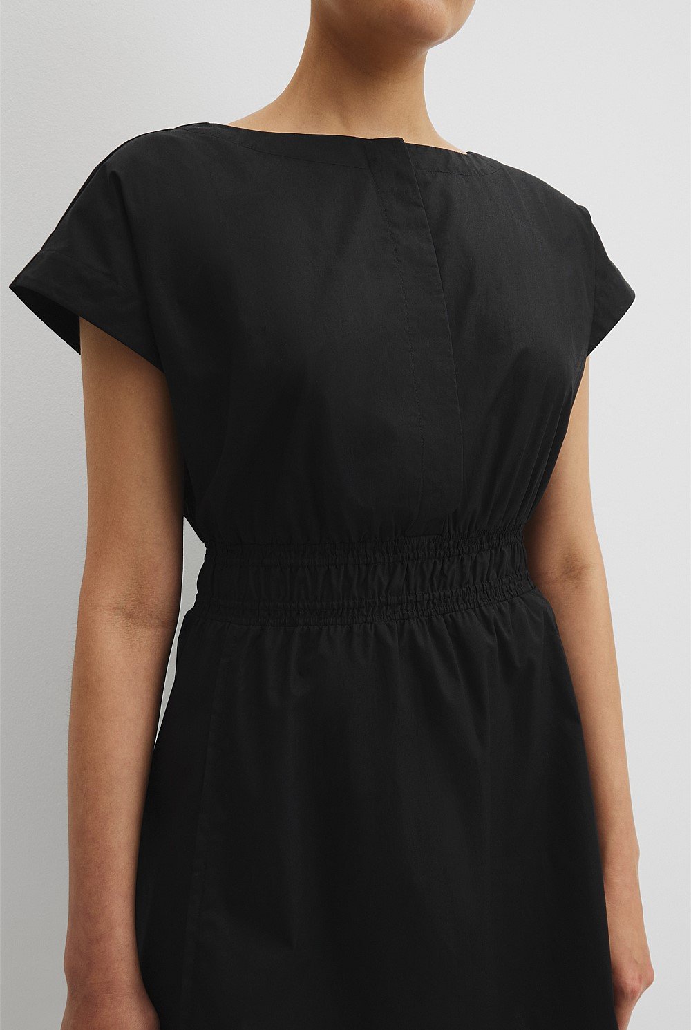 Australian Cotton Shirred Waist Mini Dress