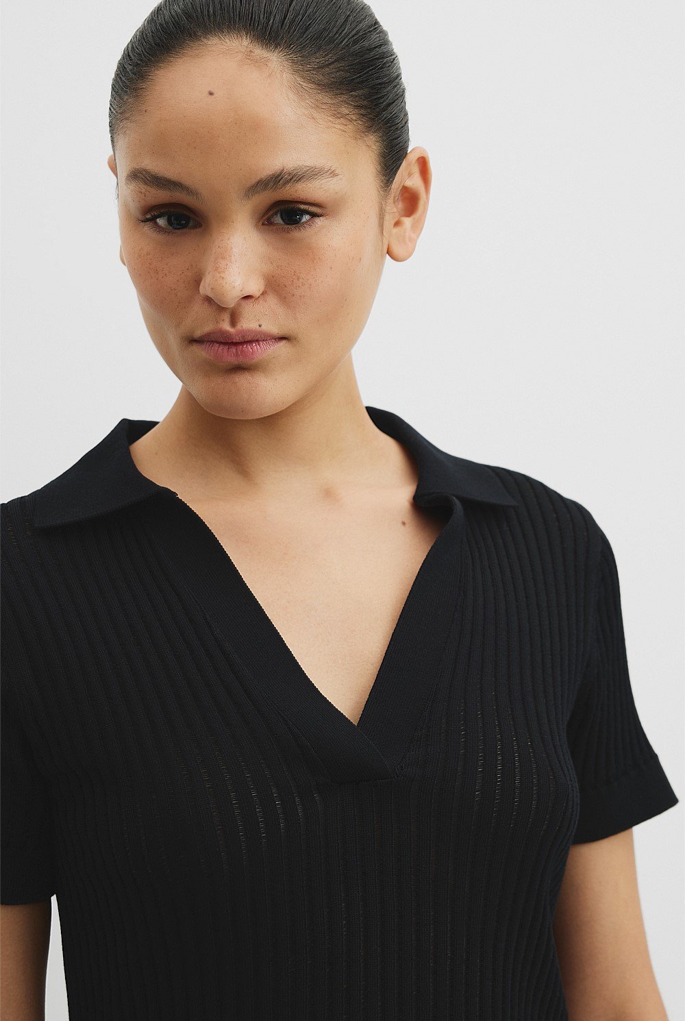 Organically Grown Cotton Sheer Rib Knit Polo