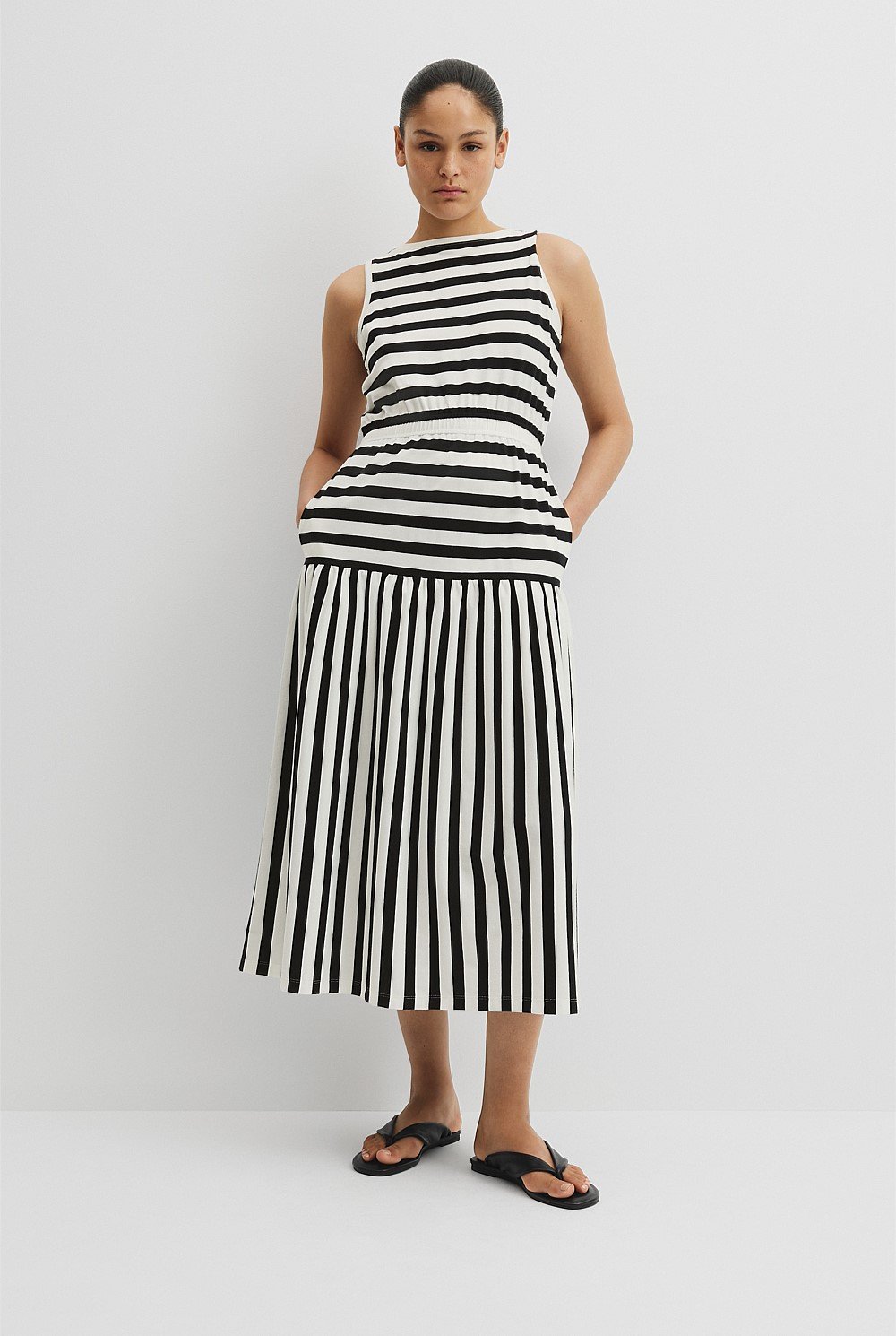 Australian Cotton Stripe Midi Tank Dress