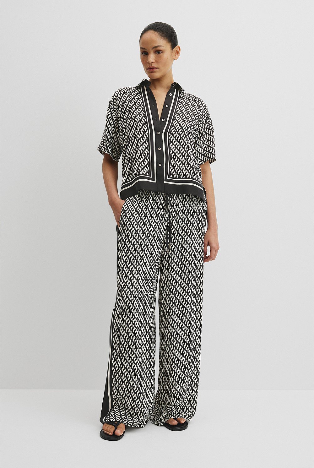 Print Short Sleeve Cupro Shirt