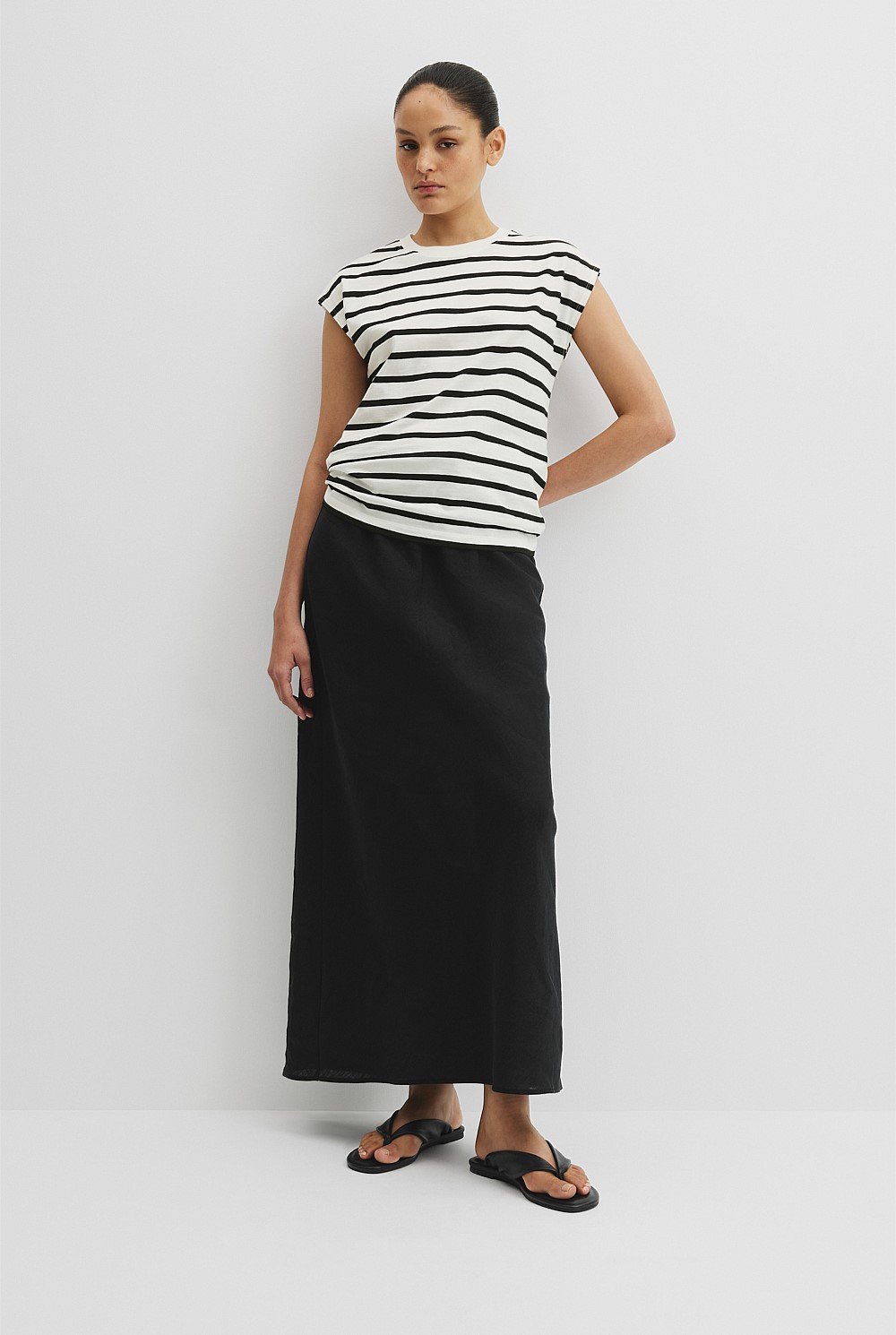 Crew Neck Slub Stripe T-shirt