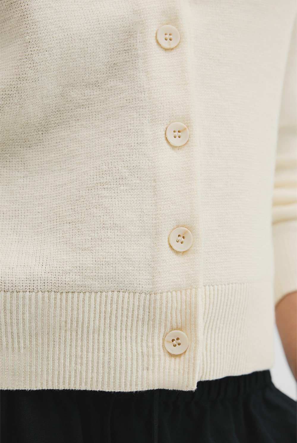 Organically Grown Cotton Linen Blend Knit Cardigan