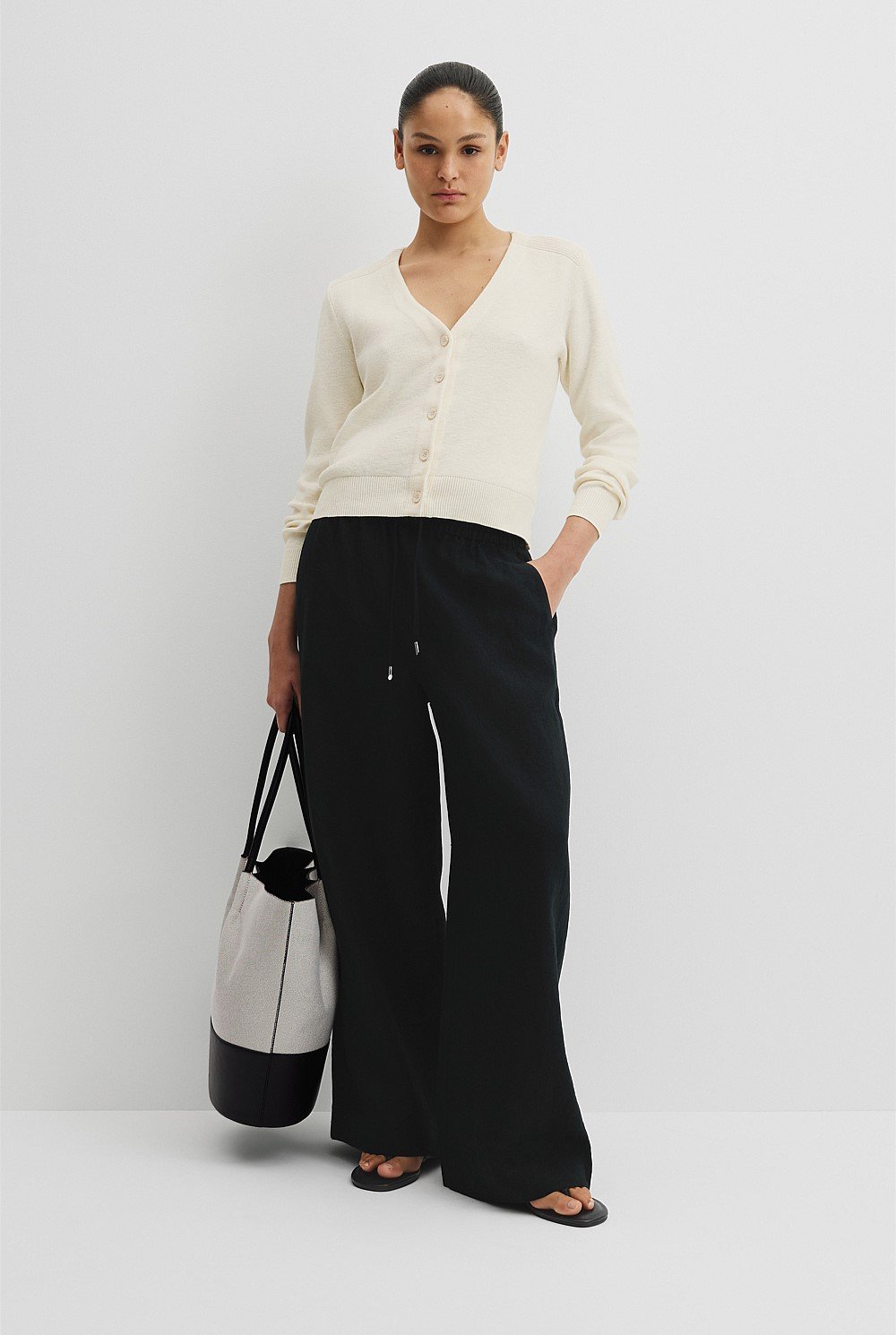 Organically Grown Cotton Linen Blend Knit Cardigan