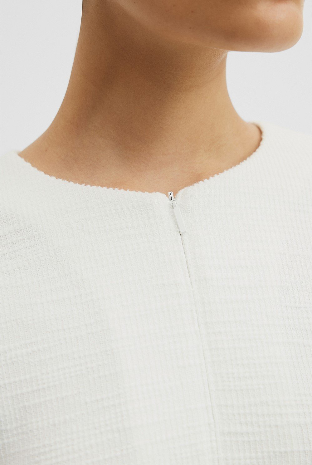 Texture Zip Neck T-Shirt