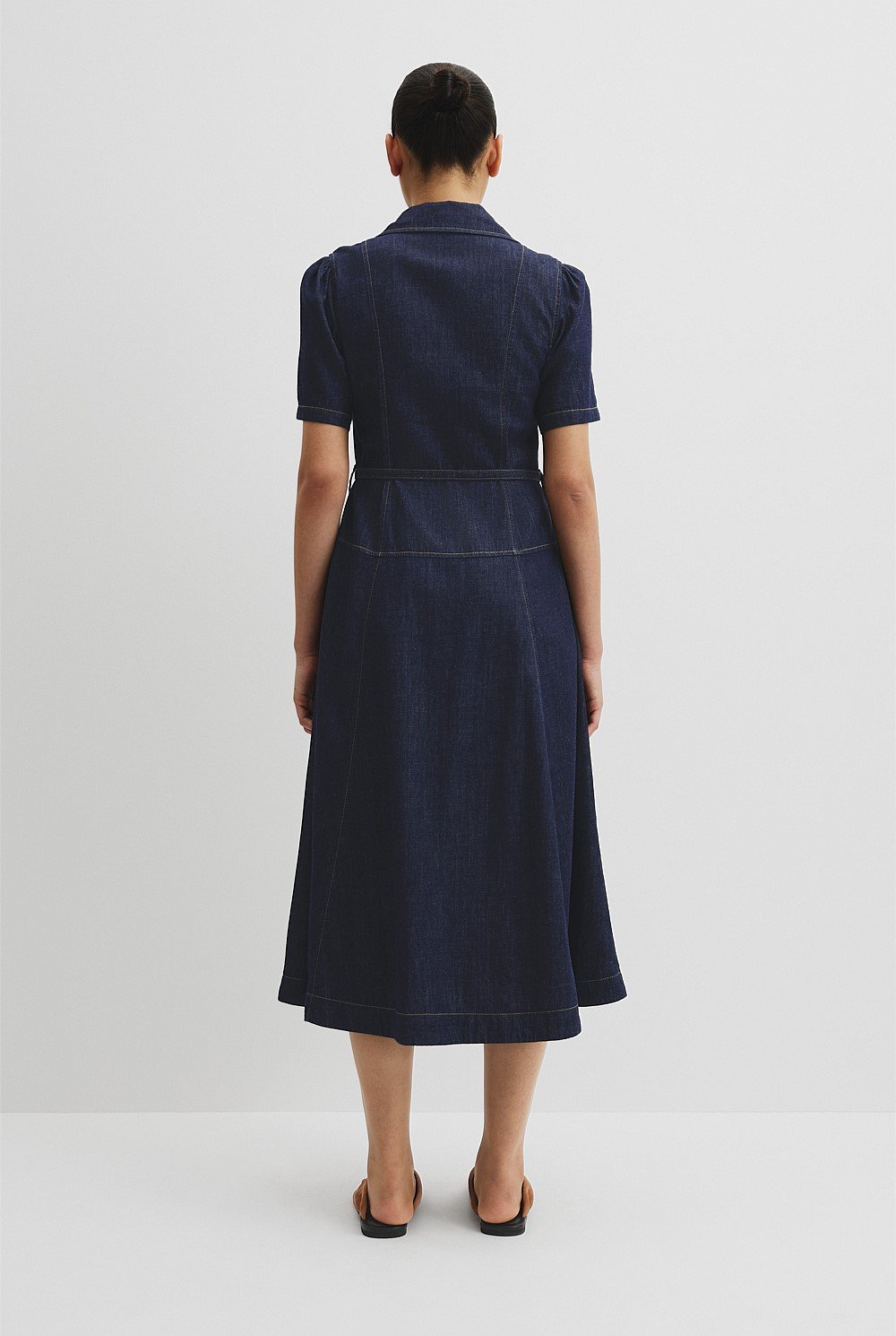 Half Placket Denim Dress