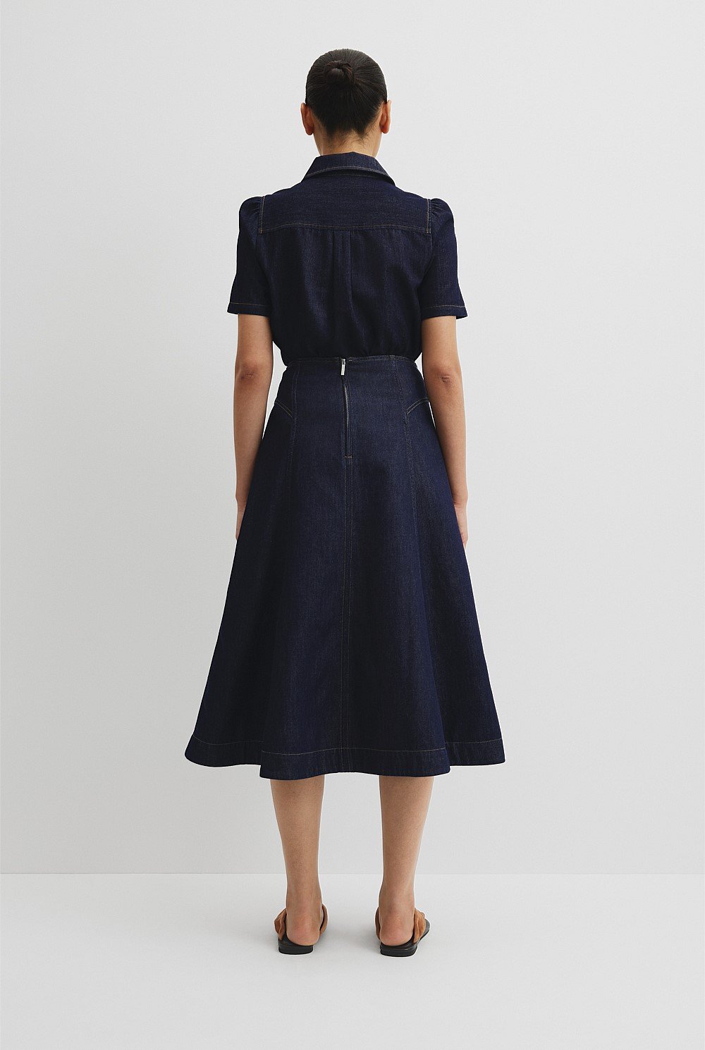 Panel Denim Midi Skirt