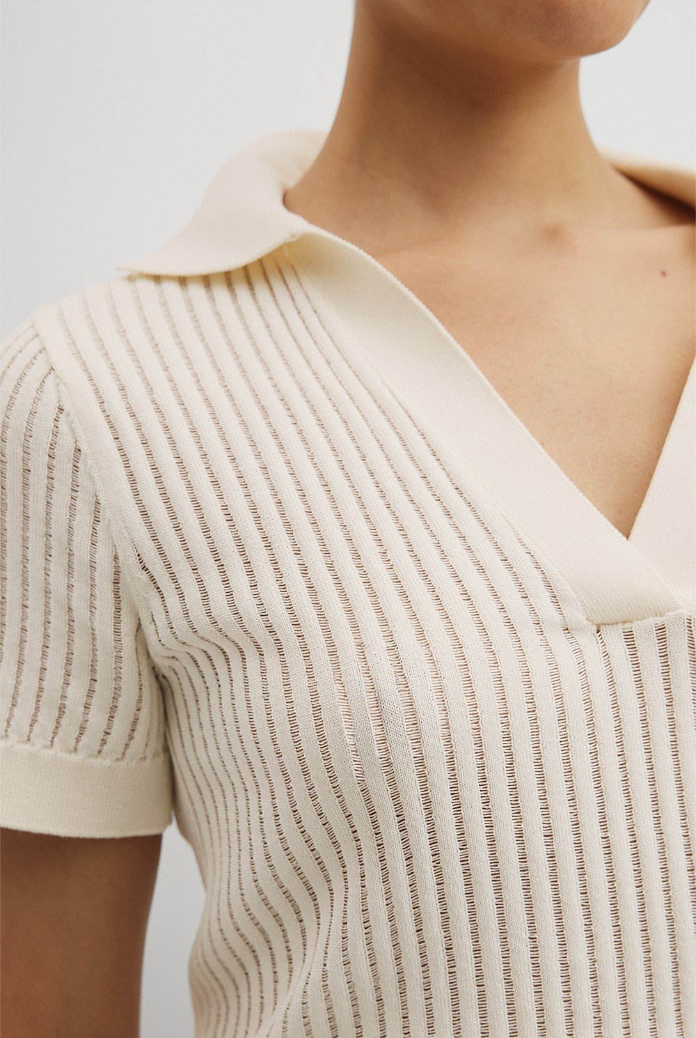 Organically Grown Cotton Sheer Rib Knit Polo