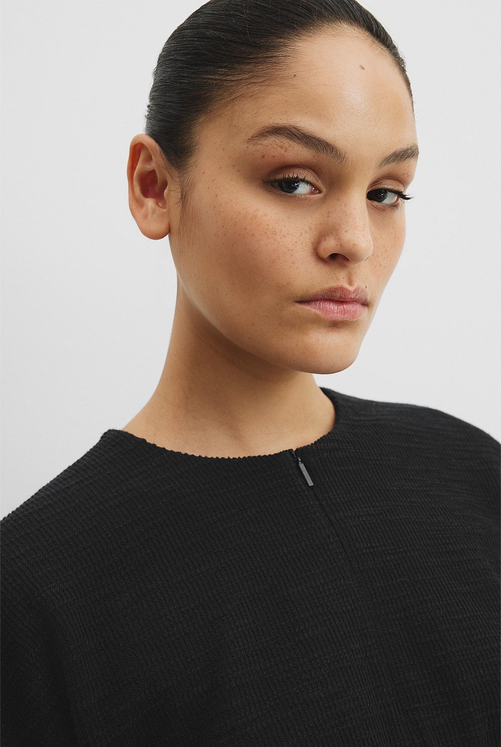 Texture Zip Neck T-Shirt