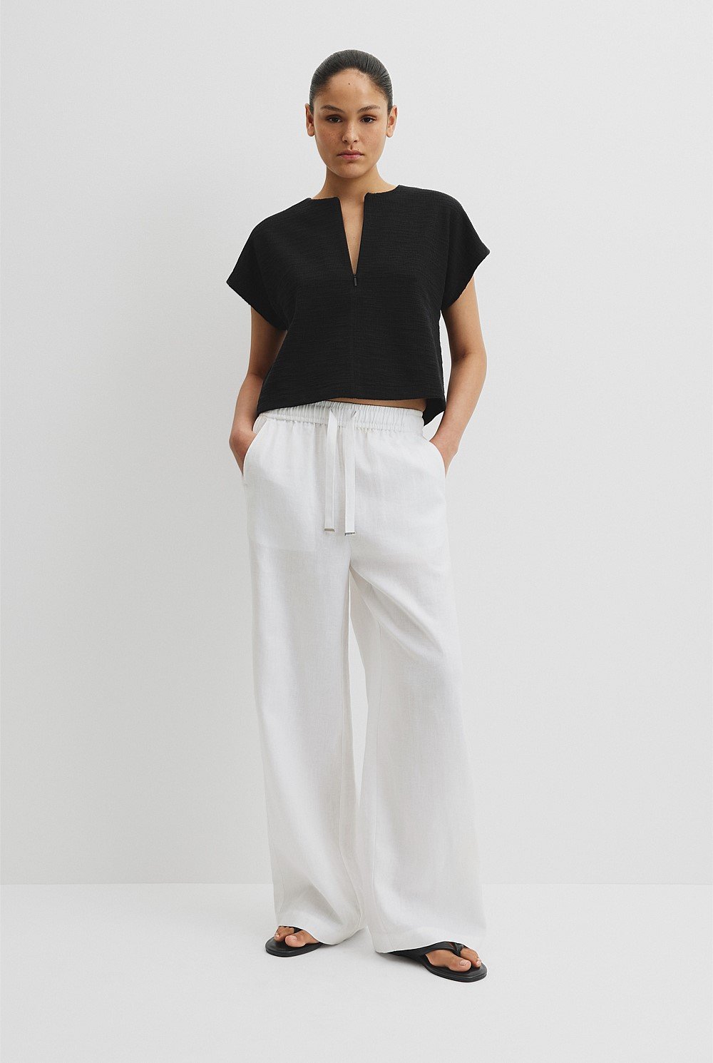 Texture Zip Neck T-Shirt