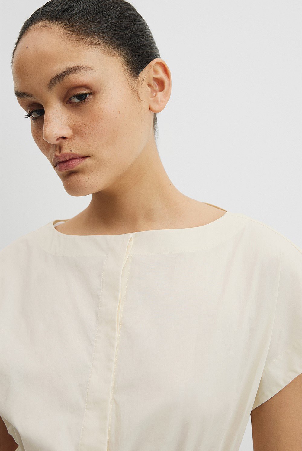 Australian Cotton Shirred Waist Mini Dress