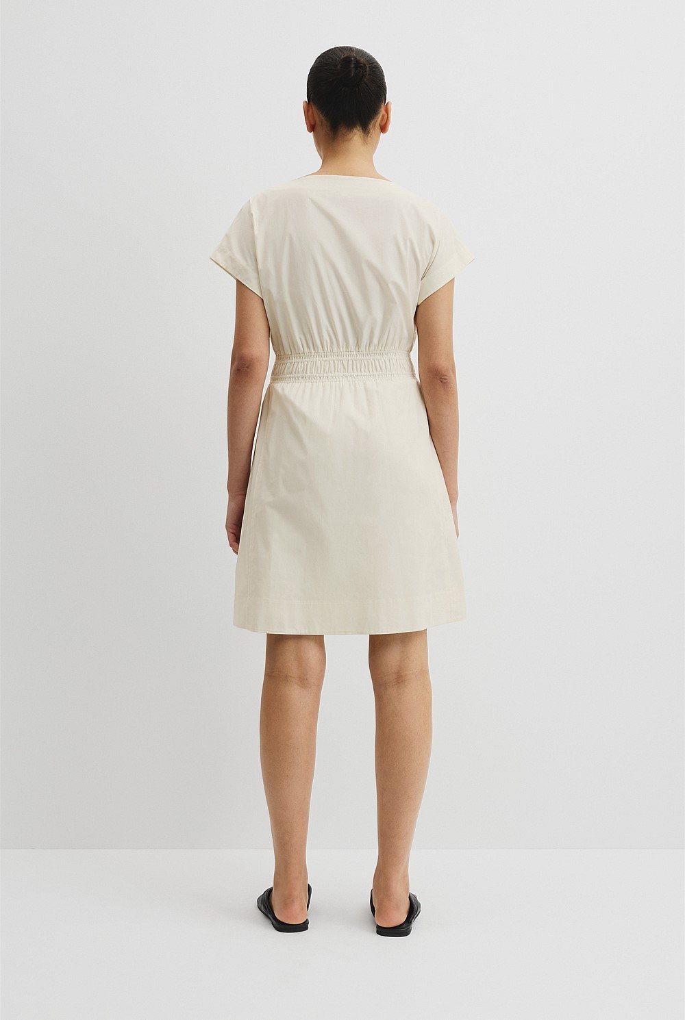 Australian Cotton Shirred Waist Mini Dress