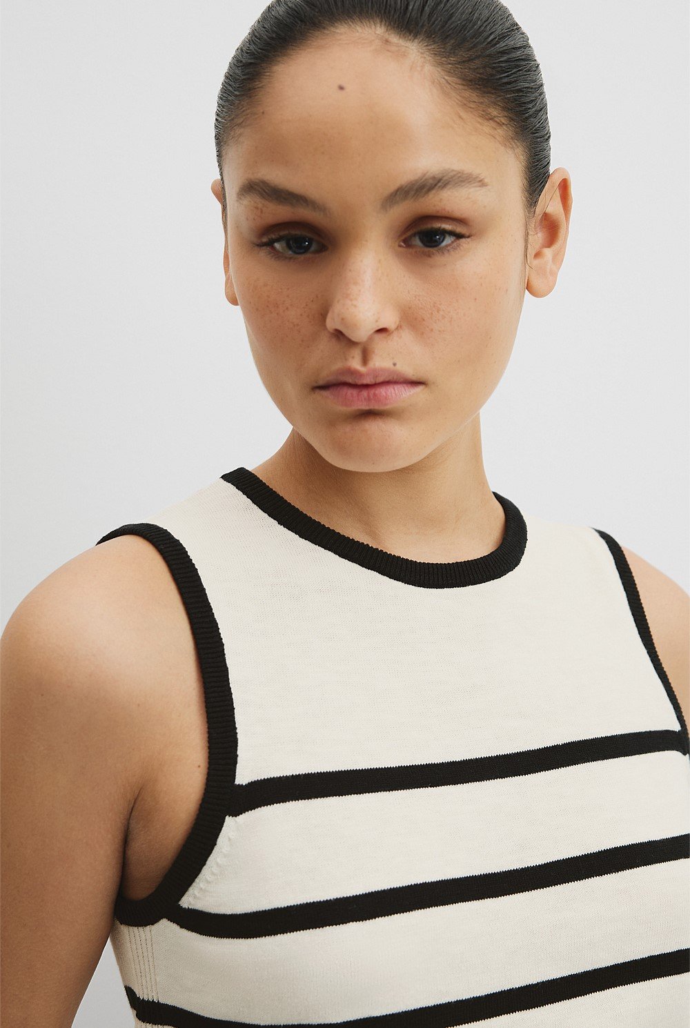 Organically Grown Cotton Linen Blend Stripe Tank