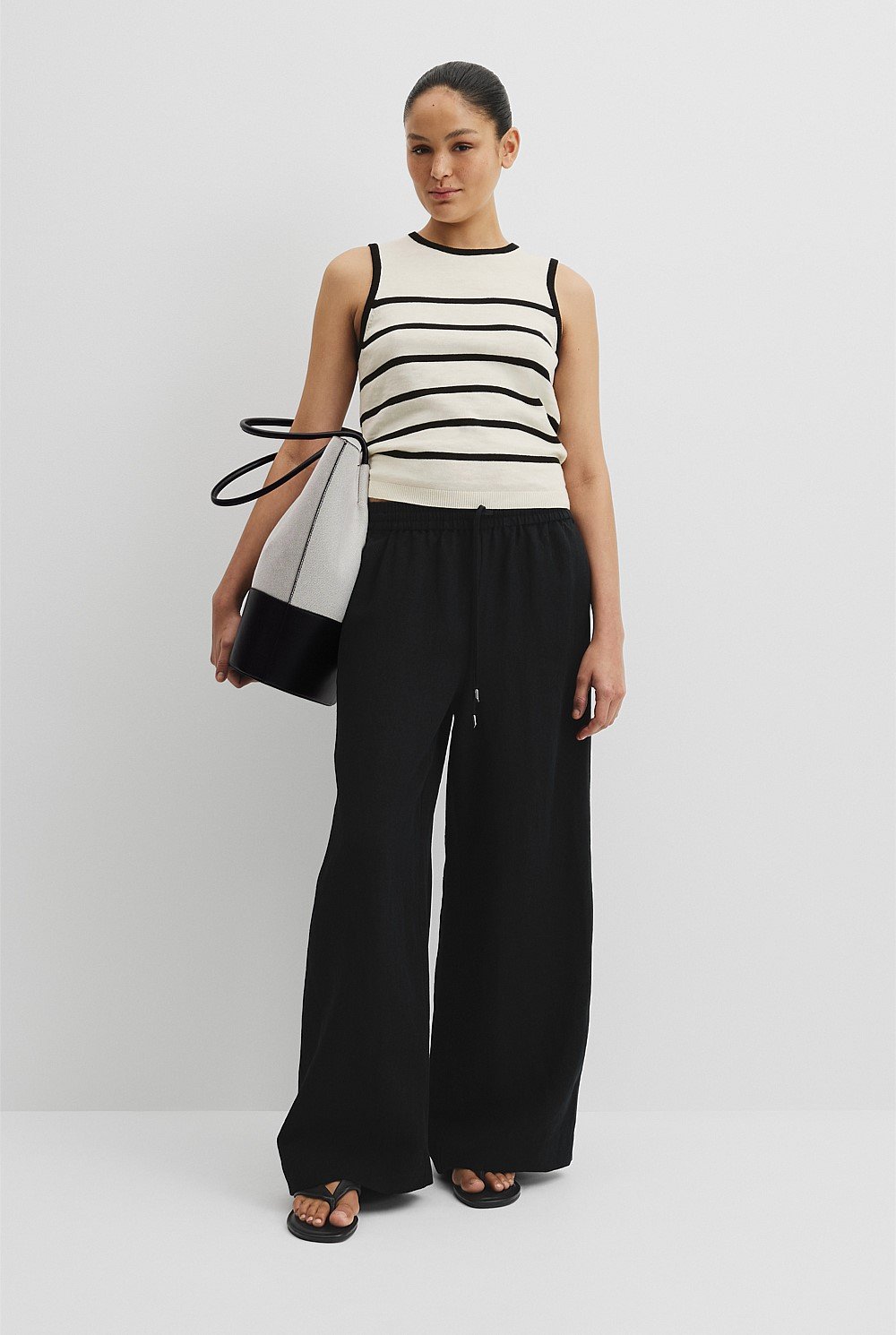 Organically Grown Cotton Linen Blend Stripe Tank