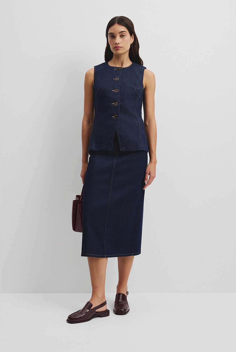 Recycled Cotton Denim Sleeveless Top