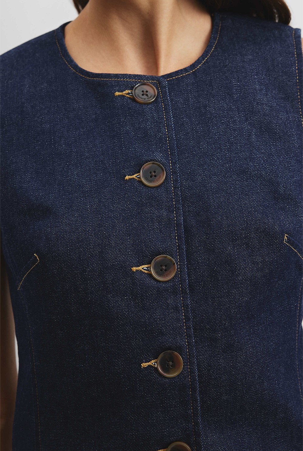 Recycled Cotton Denim Sleeveless Top