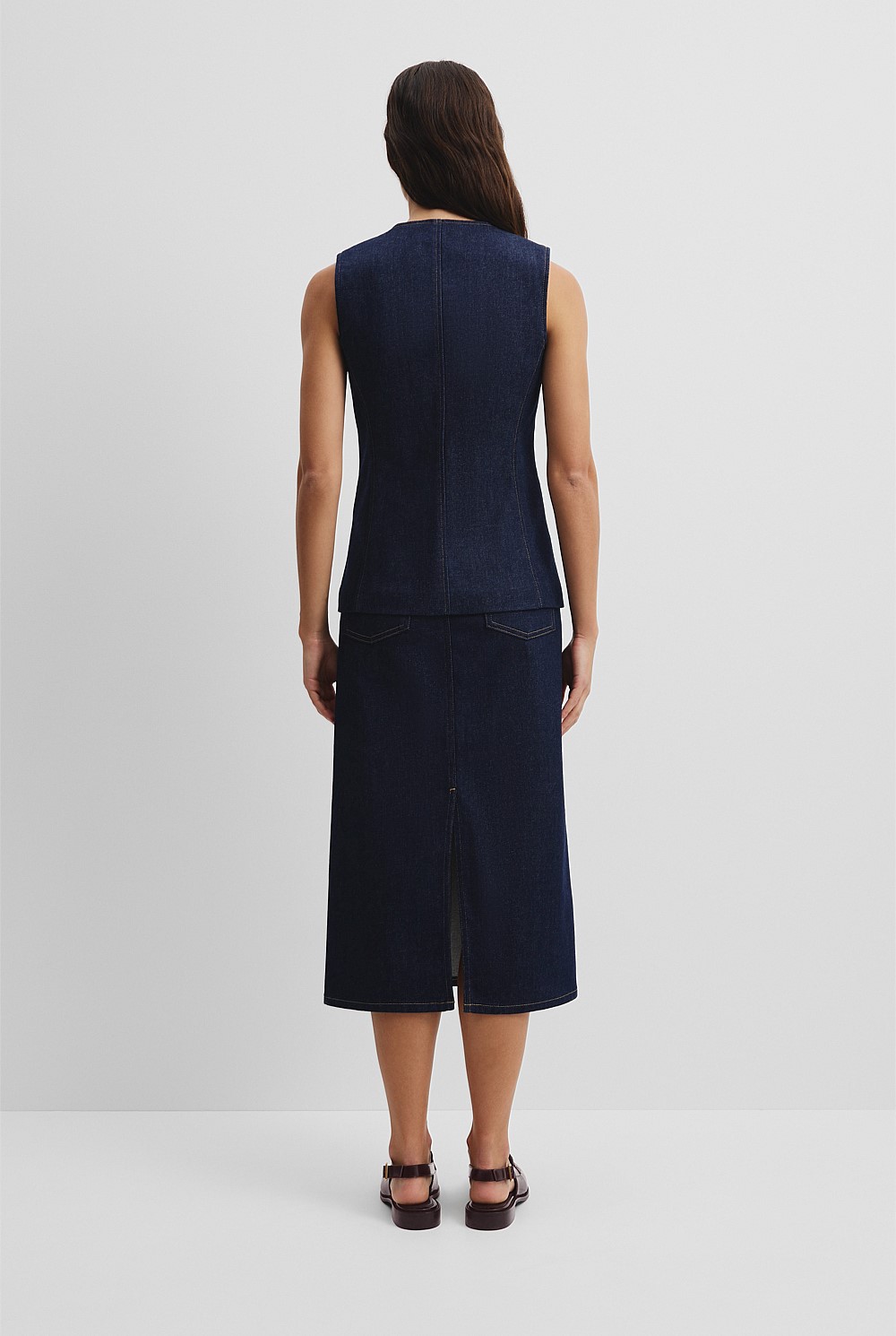 Recycled Cotton Denim Sleeveless Top