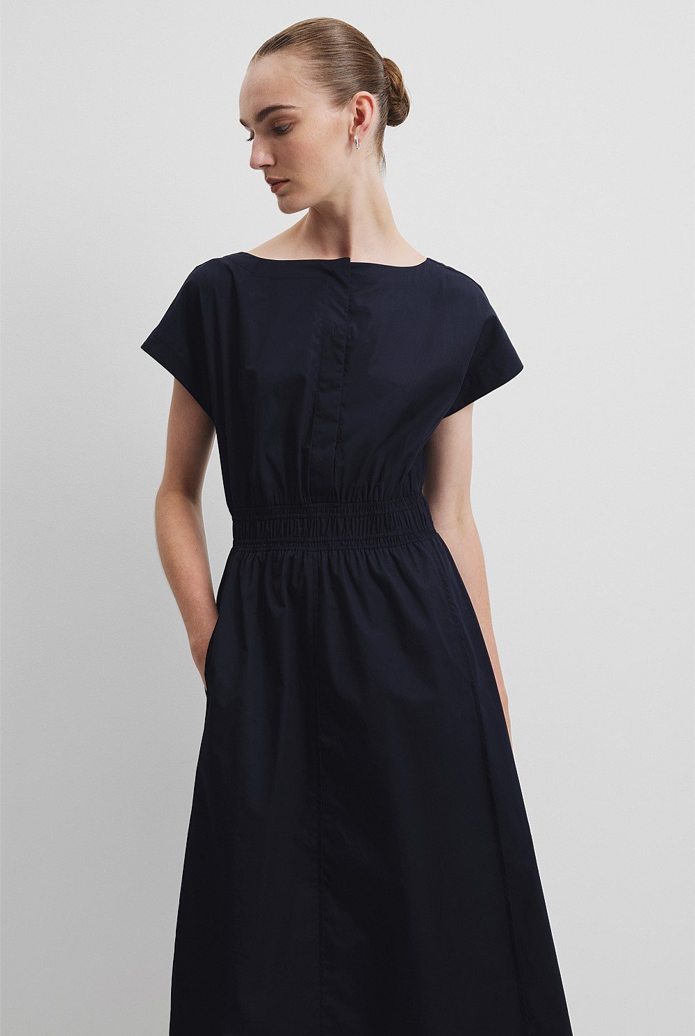 Shirred Waist Midi Dress