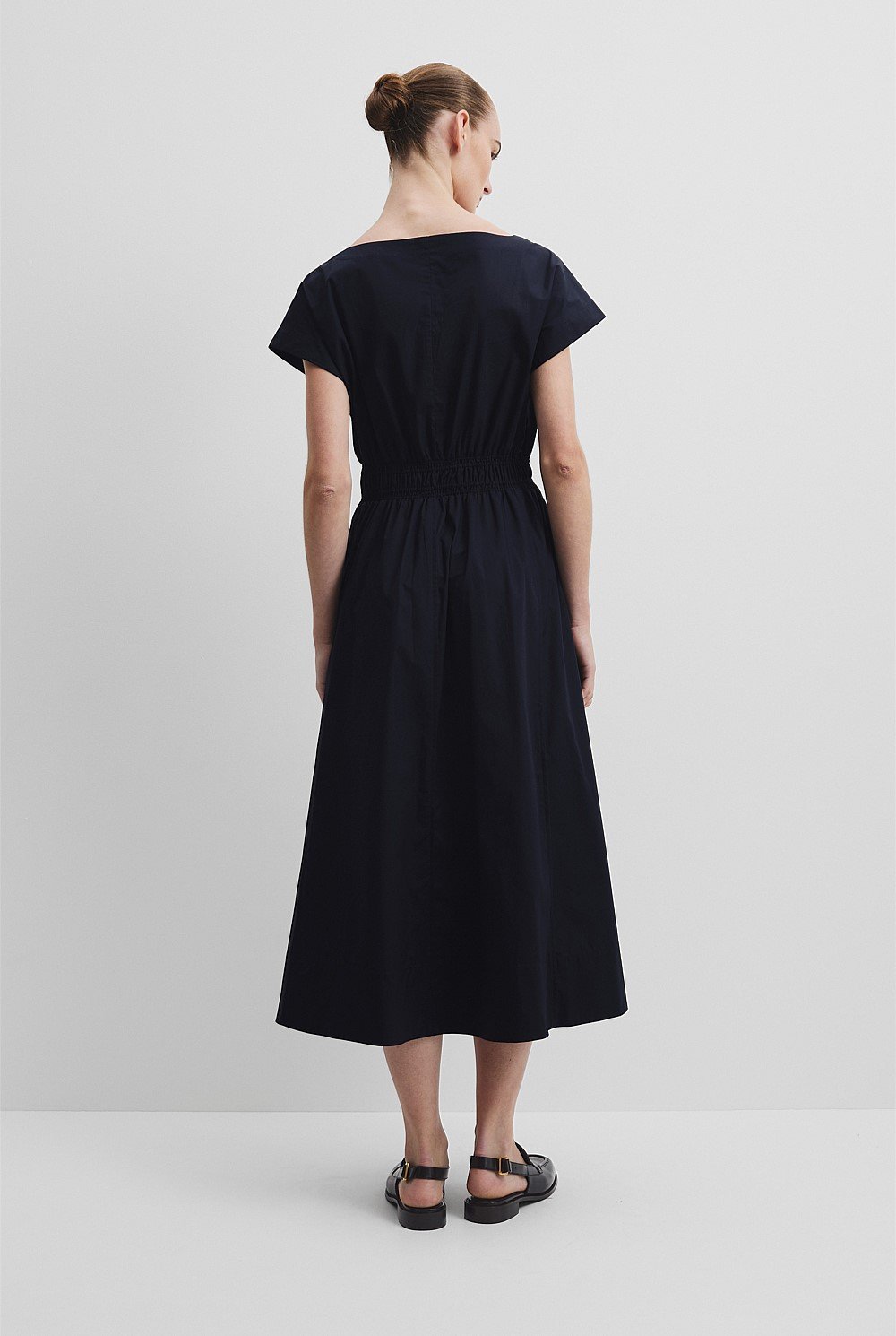 Shirred Waist Midi Dress