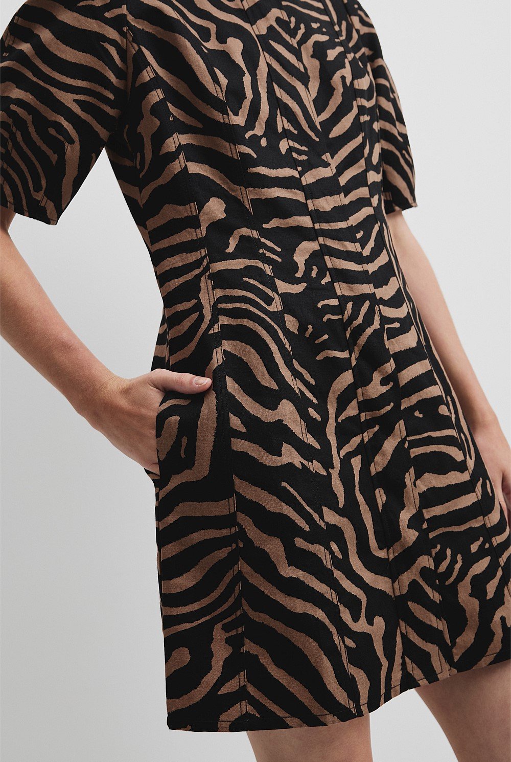 Australian Cotton Blend Print Panelled Mini Dress