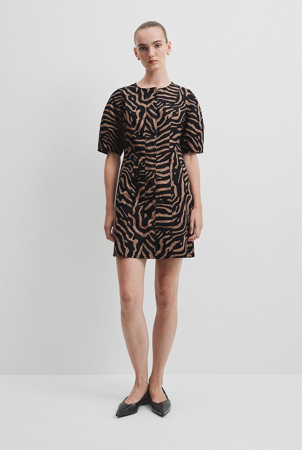 Australian Cotton Blend Print Panelled Mini Dress