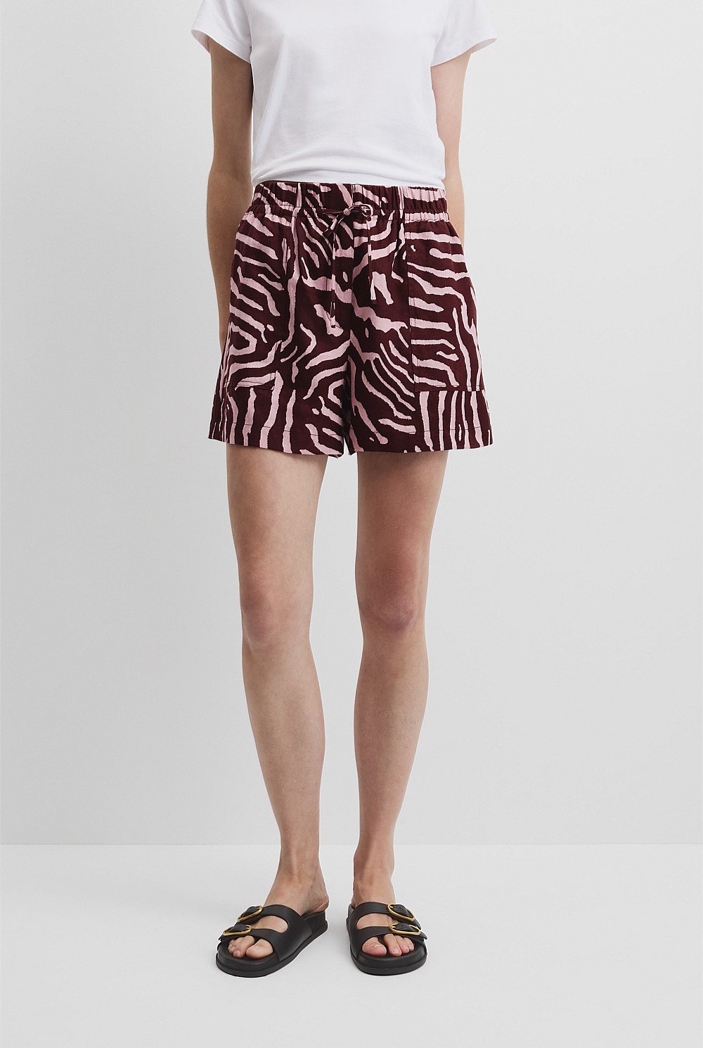 Organically Grown Print Tie Detail Linen Short
