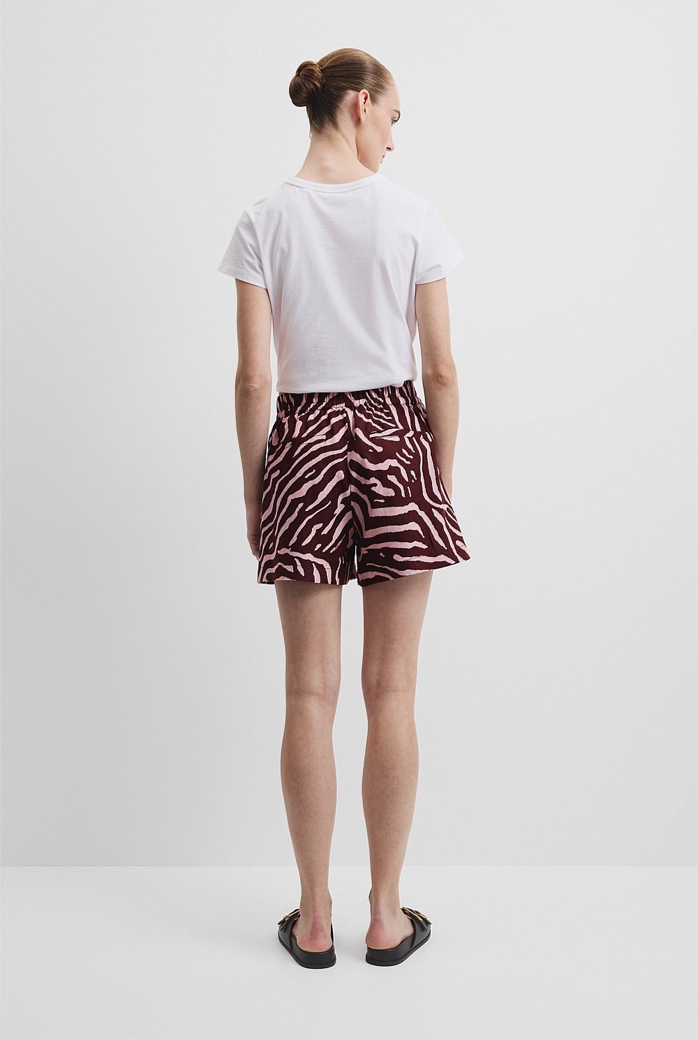 Organically Grown Print Tie Detail Linen Short