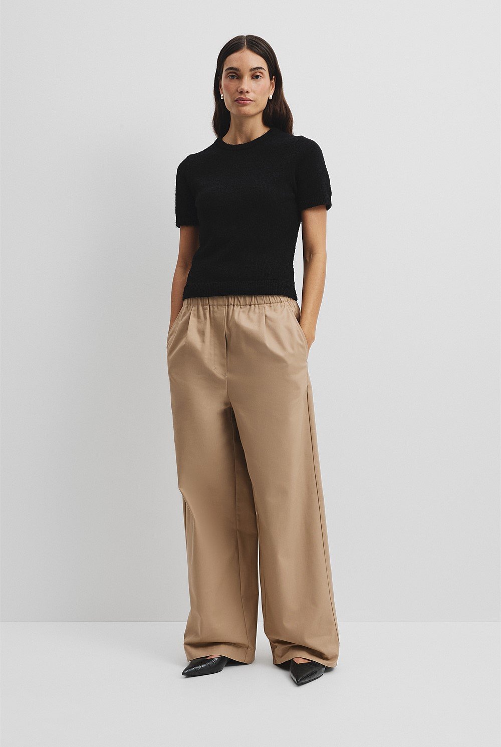 Australian Cotton Blend Boucle Knit T-Shirt