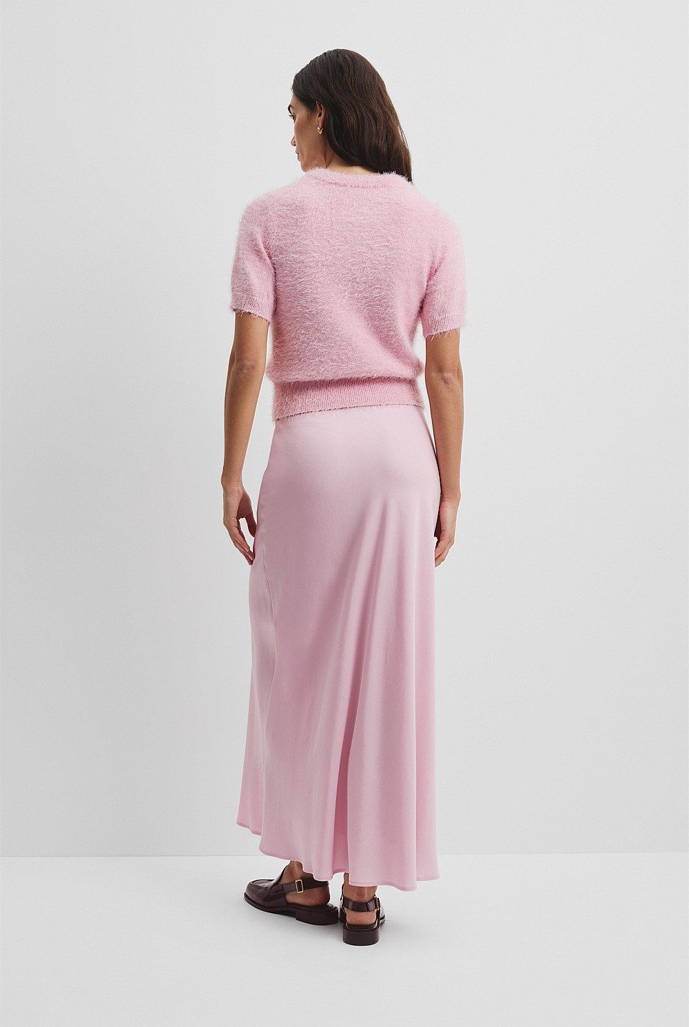 Button Fluffy Knit T-Shirt