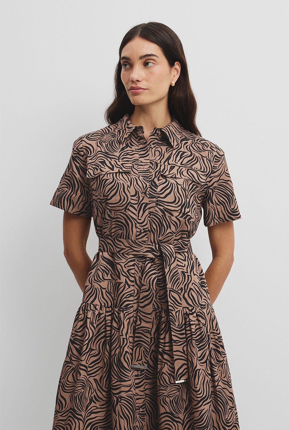 Print Flared Shirt Dress