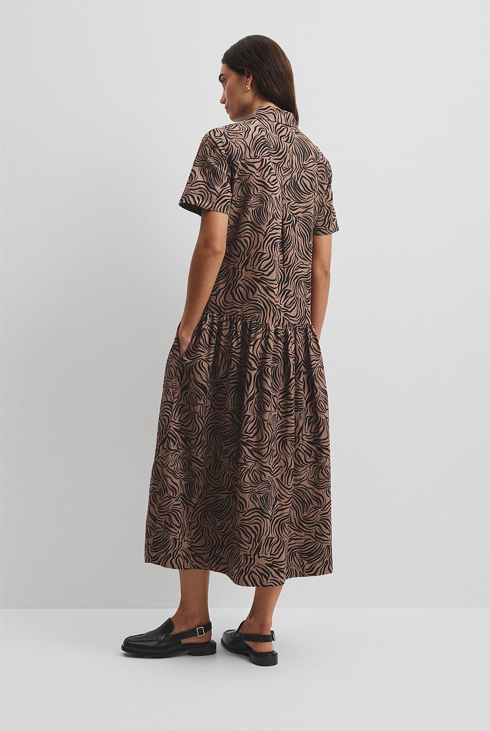 Print Flared Shirt Dress