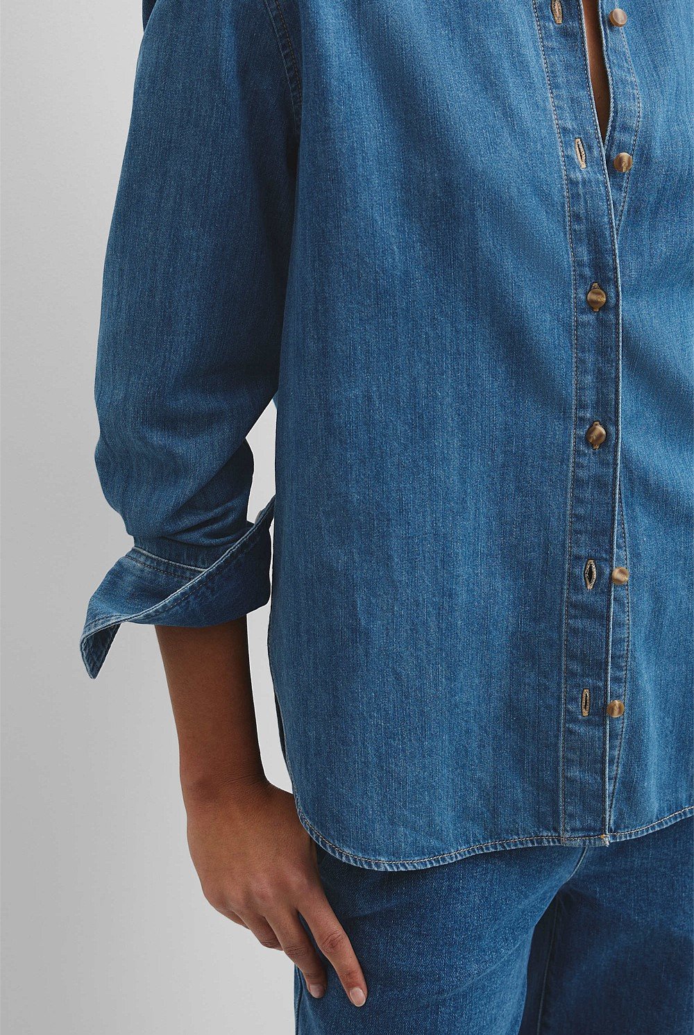 Recycled Cotton Long Sleeve Denim Shirt