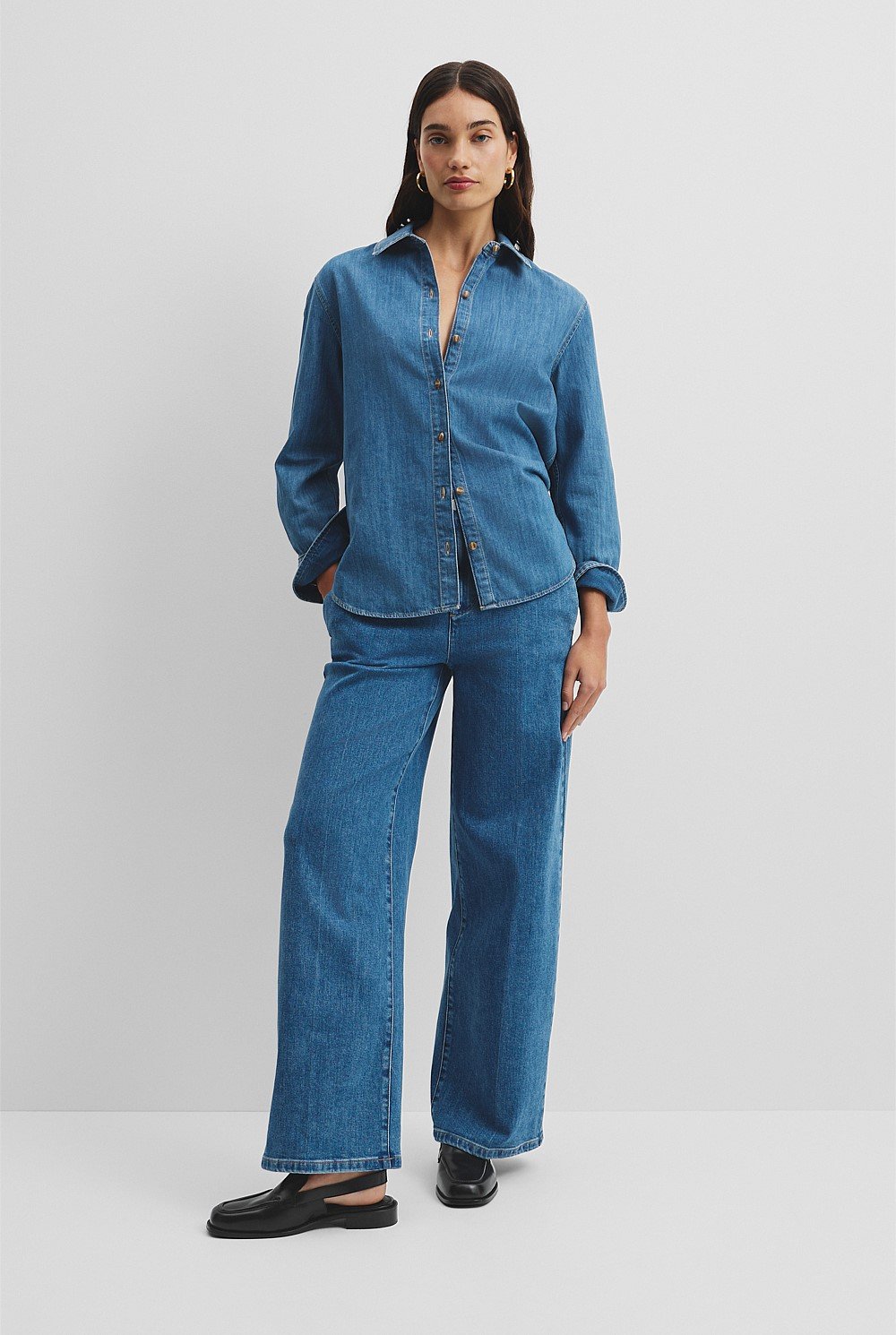 Recycled Cotton Long Sleeve Denim Shirt