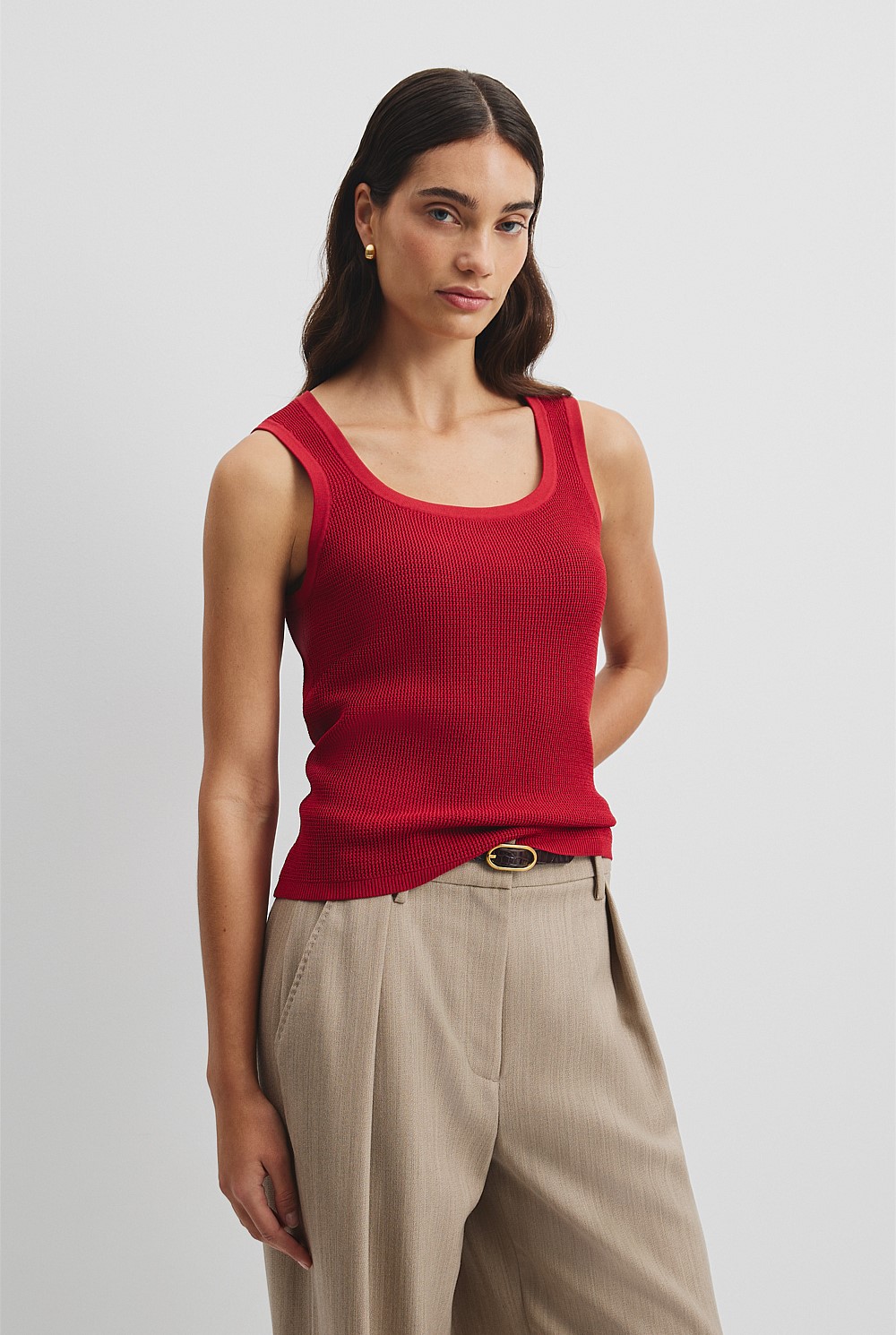 Waffle Crew Knit Tank