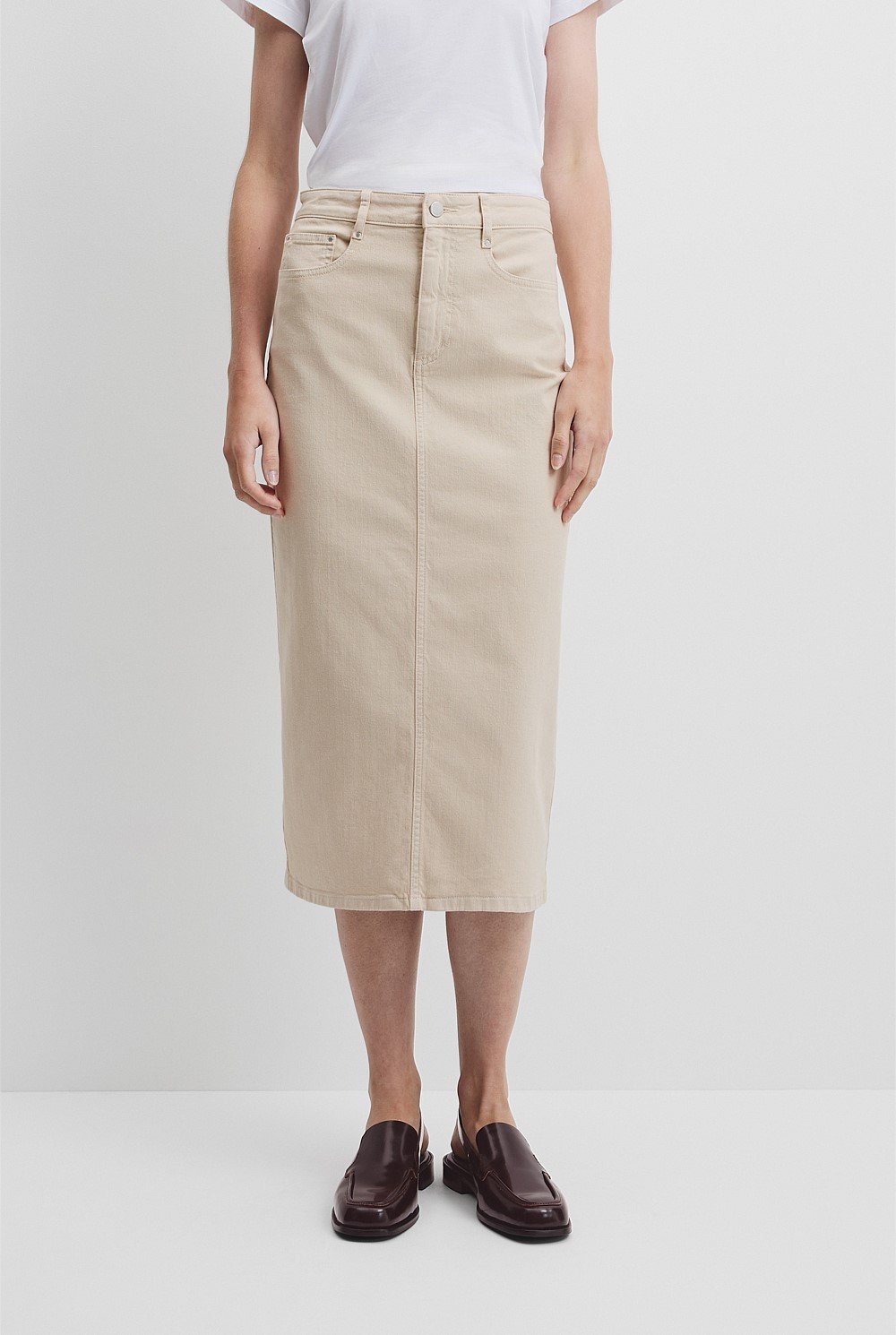 Recycled Cotton Denim Midi Skirt