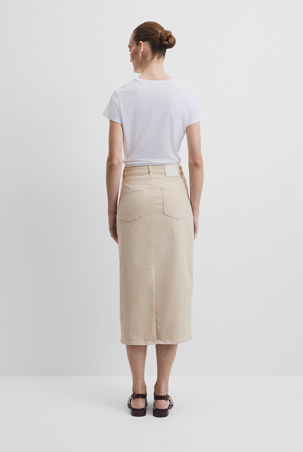 Recycled Cotton Denim Midi Skirt