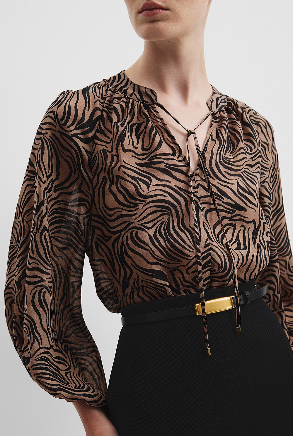 Print Blouson Blouse