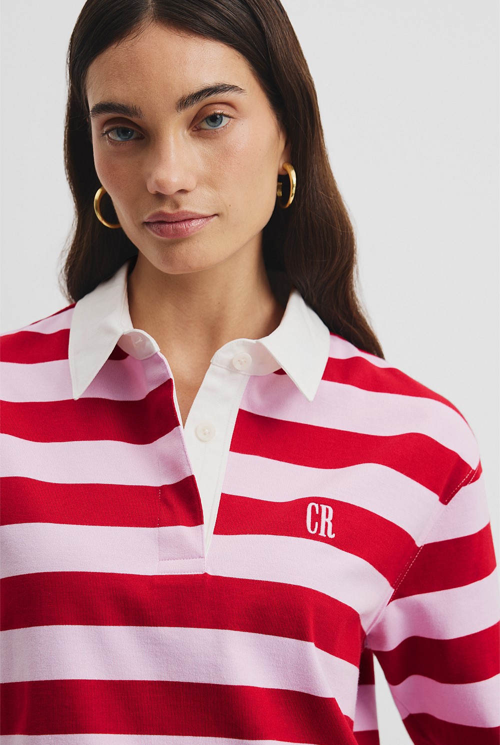 Australian Cotton Stripe Rugby Polo Sweat