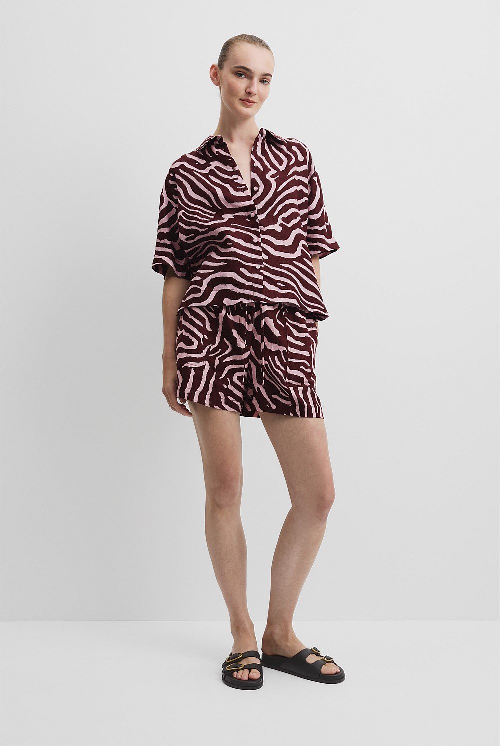 Organically Grown Print Short Sleeve Linen Shirt