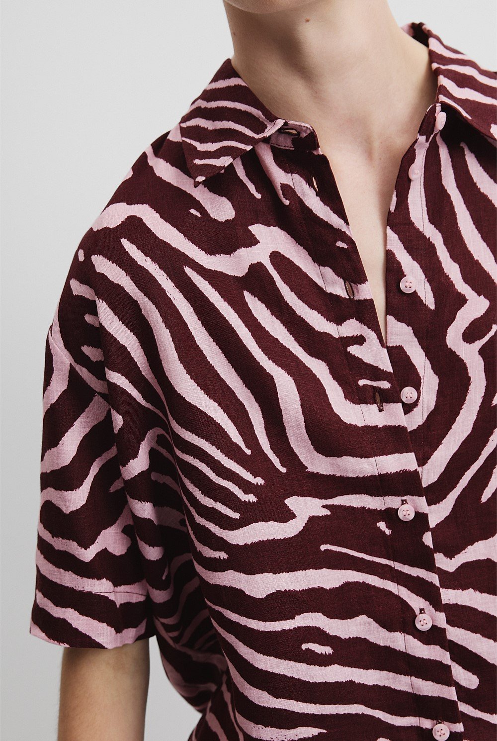 Organically Grown Print Short Sleeve Linen Shirt