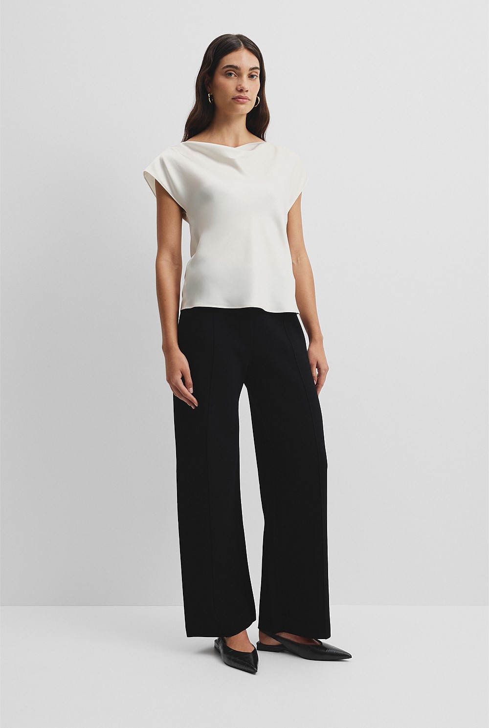 Short Sleeve Satin Shell Top