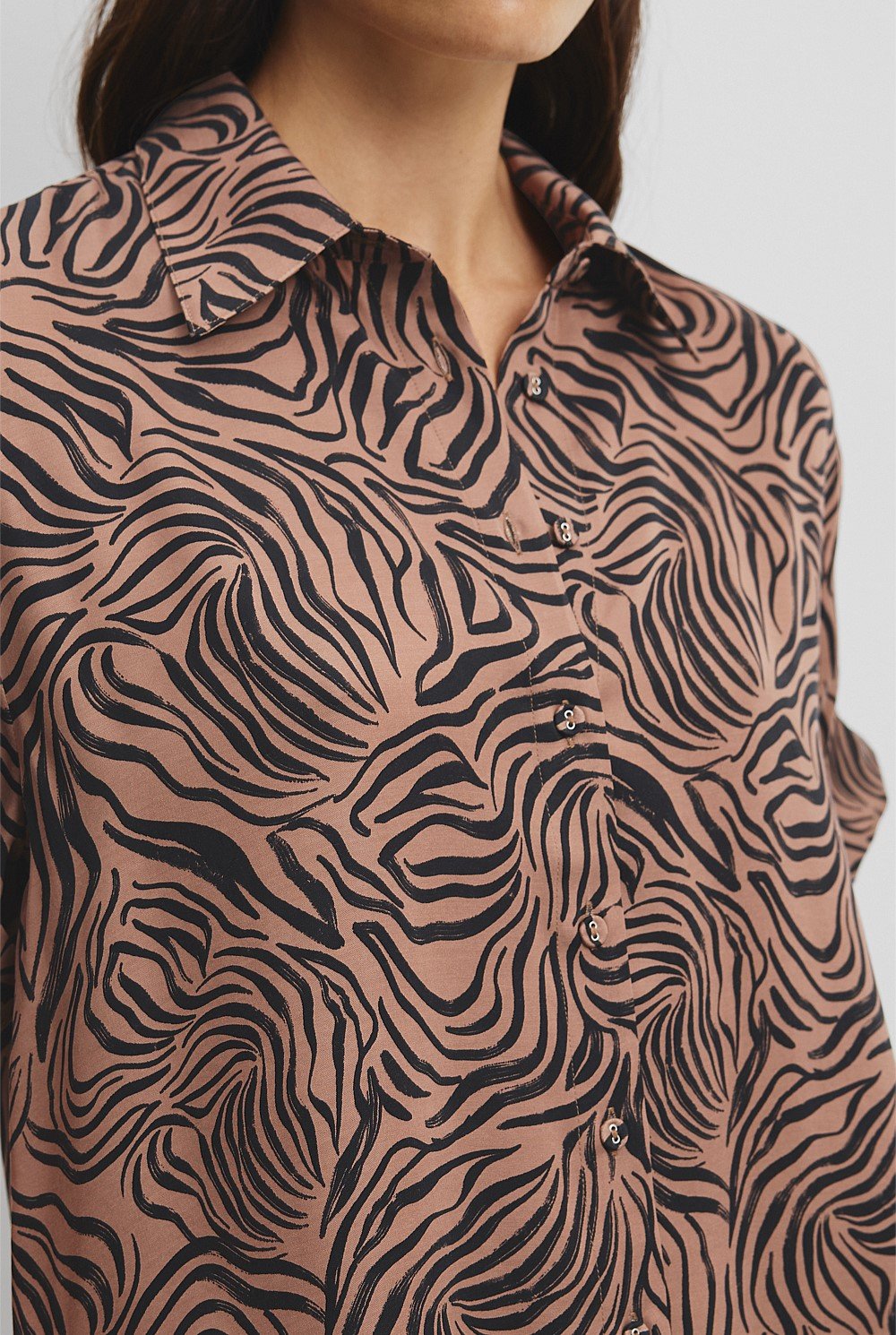 Print Short Sleeve Cupro Shirt