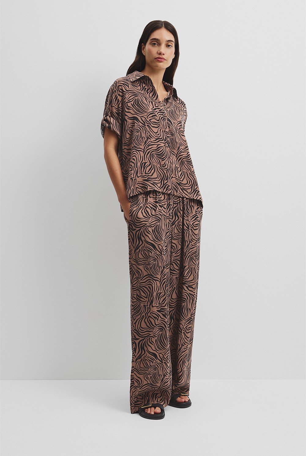 Print Short Sleeve Cupro Shirt