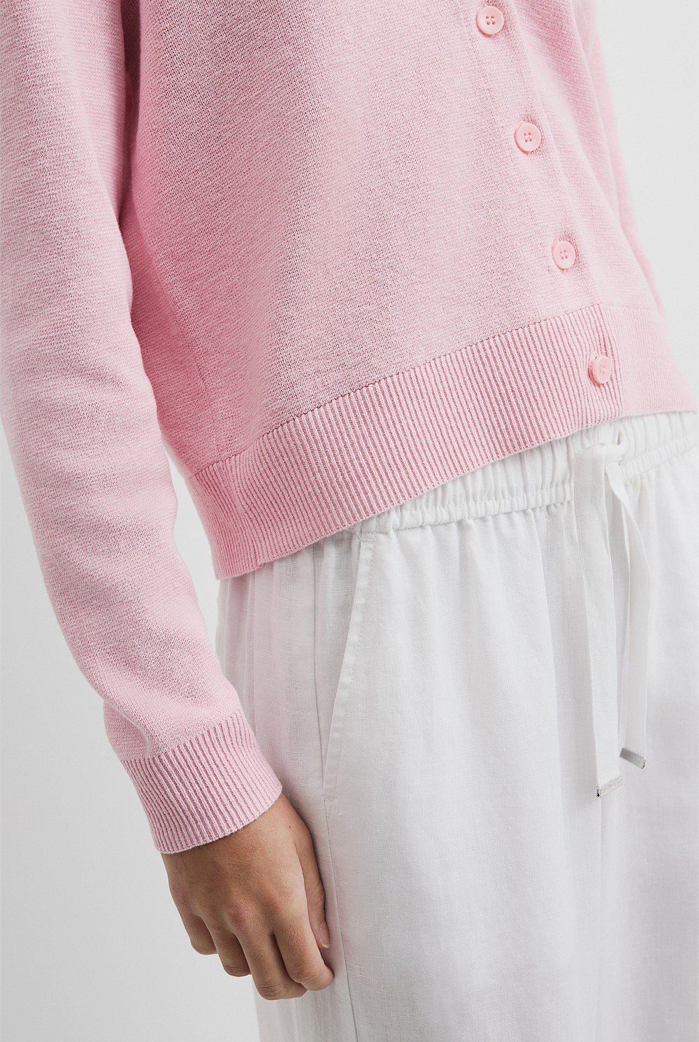 Organically Grown Cotton Linen Blend Knit Cardigan