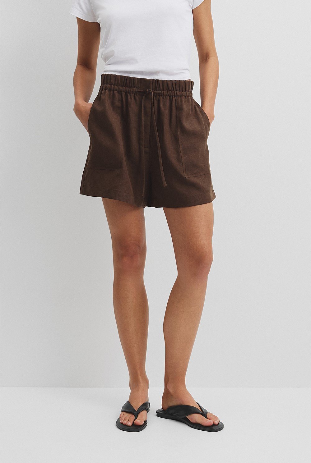 Organically Grown Linen Tie Detail Short